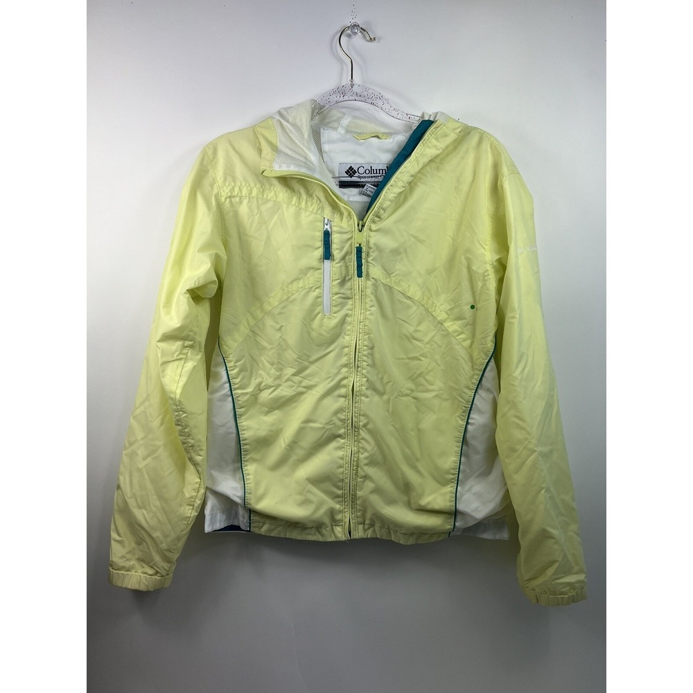 Columbia Windbreaker Youth Girls Size 18/20 Yellow Full Zip With Hood‎